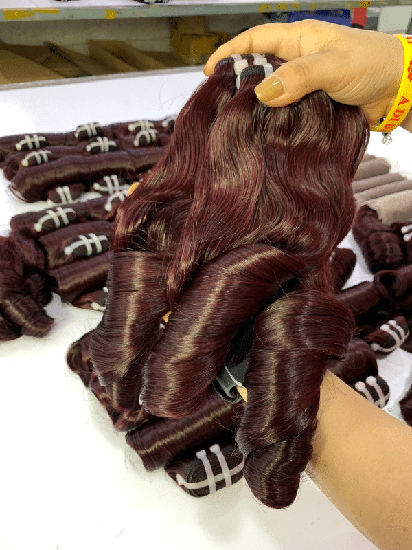 Burgundy Bouncy Curly Vietnamese Hair bundle