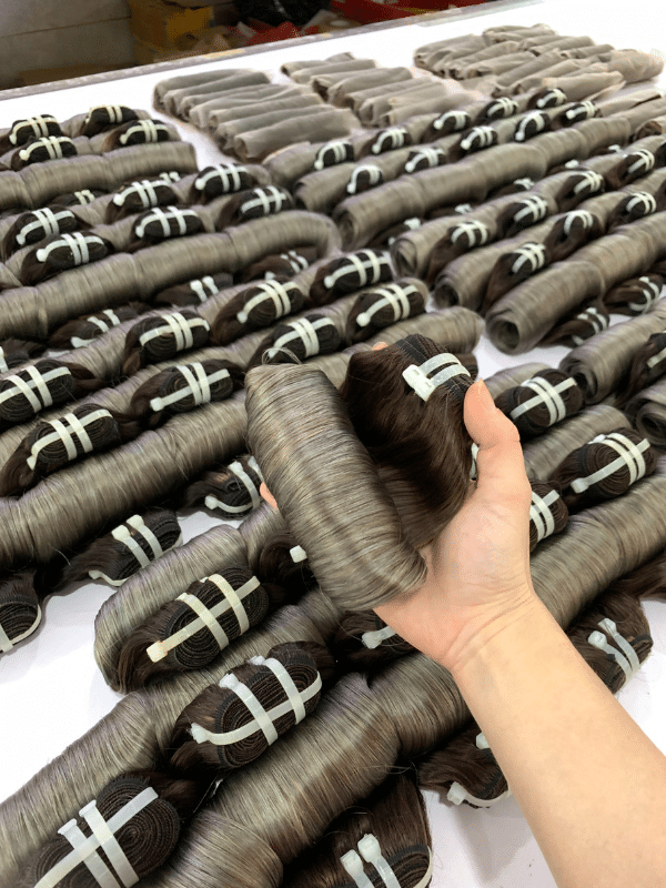 1 bundle grey color bouncy curly vietnamese hair