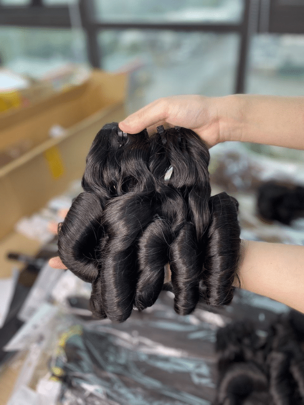 natural black bouncy curly vietnamese weft hair bundles
